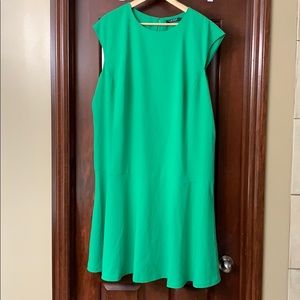 EUC Ralph Lauren Kelly Green midi dress sz18W